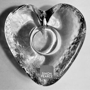 SIMON PEARCE Large HEART VOTIVE Candle Holder / FINE AMERICAN CRYSTAL / Signed